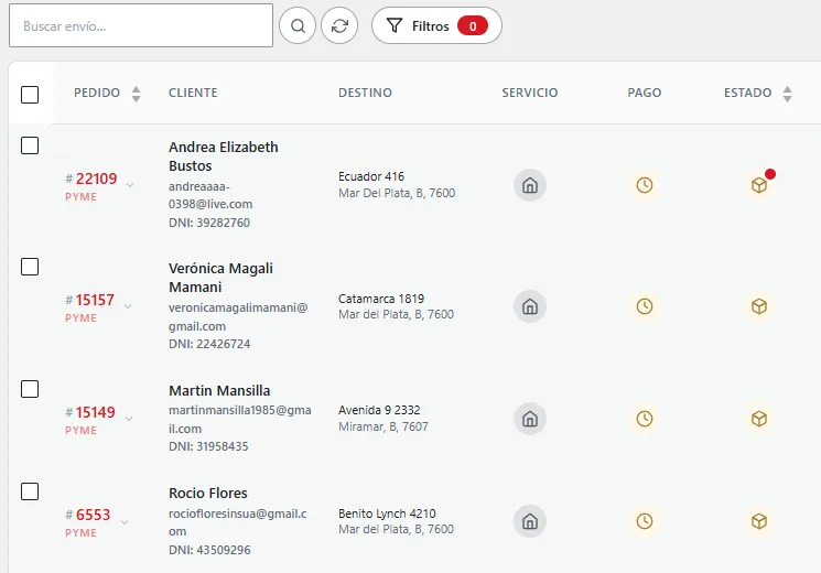 Gestión de envíos Andreani desde el listado de pedidos de WooCommerce