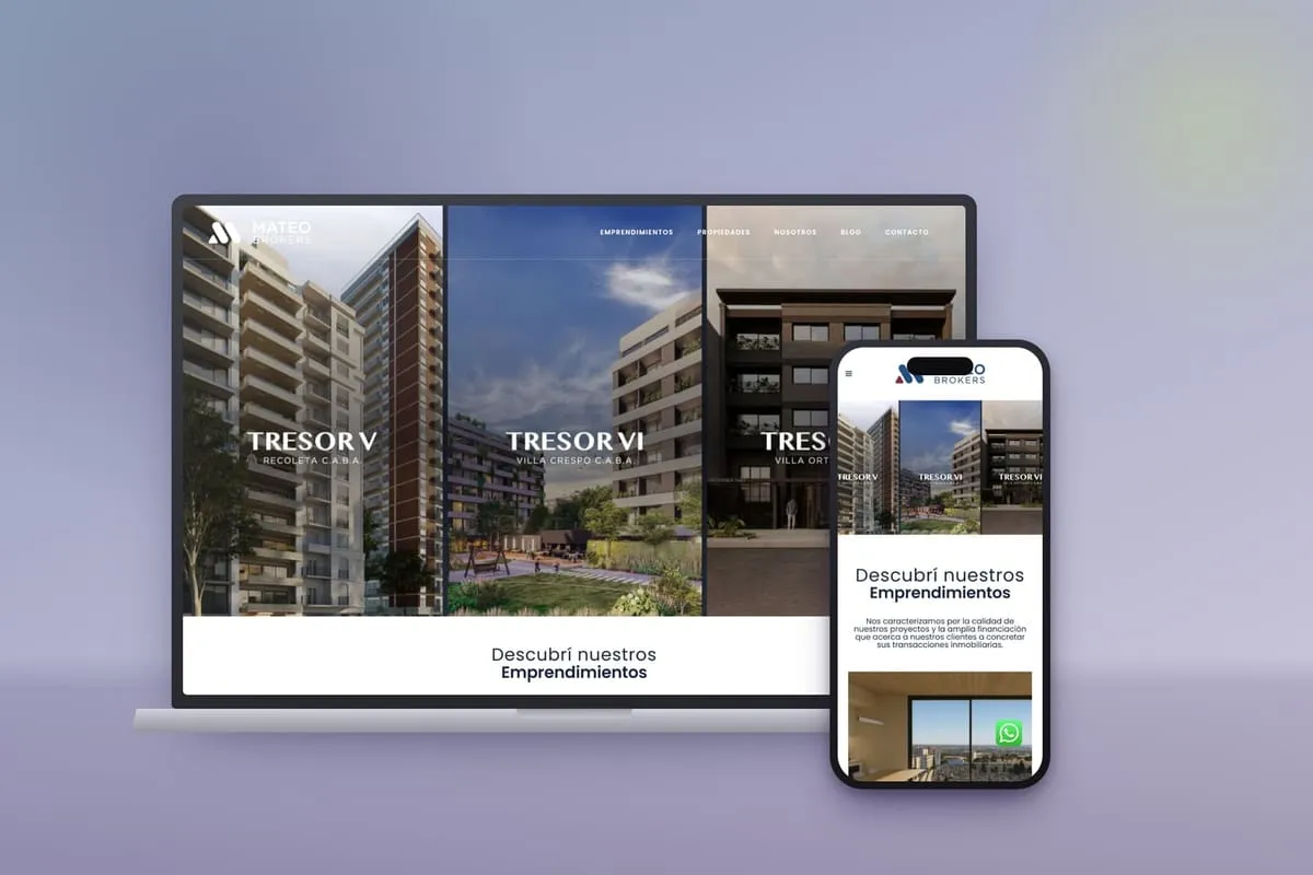 Sitio web de Mateo Broker, desarrollo de WebWooCommerce