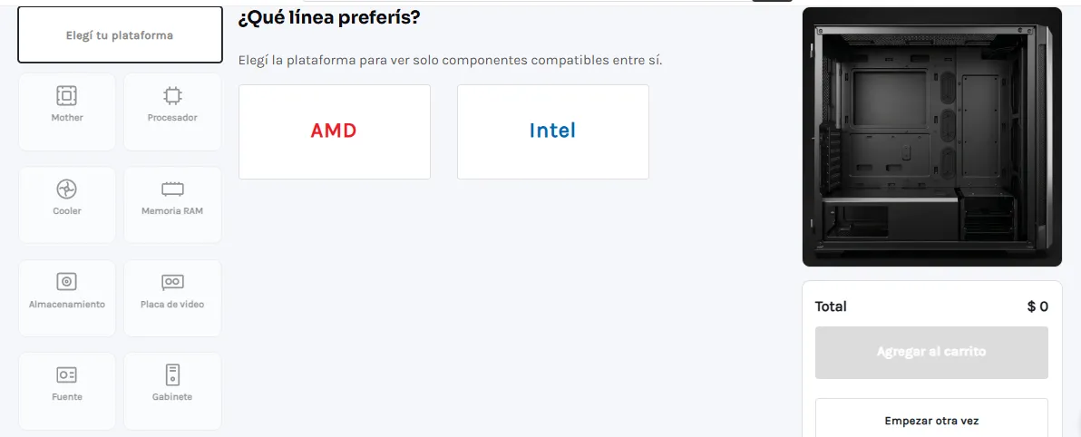 Captura de Armador de PC para WooCommerce (PC Builder)