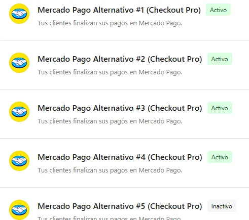 Captura de Separador de Mercado Pago: cuotas por medio de pago