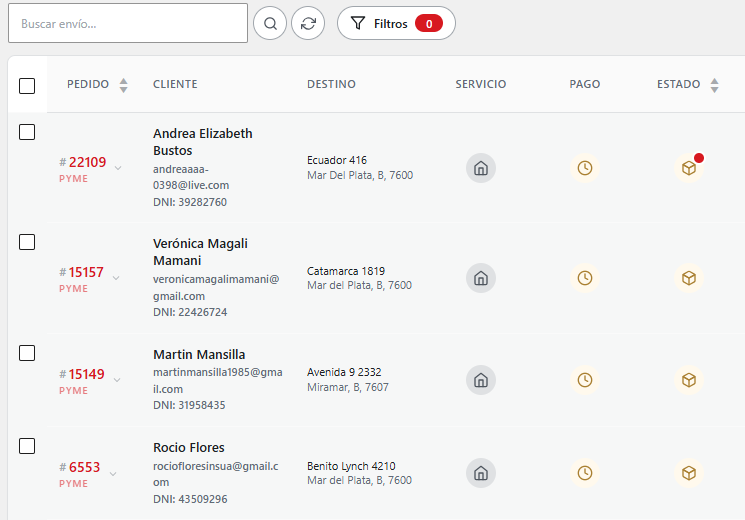 Gestión de envíos Andreani desde el listado de pedidos de WooCommerce